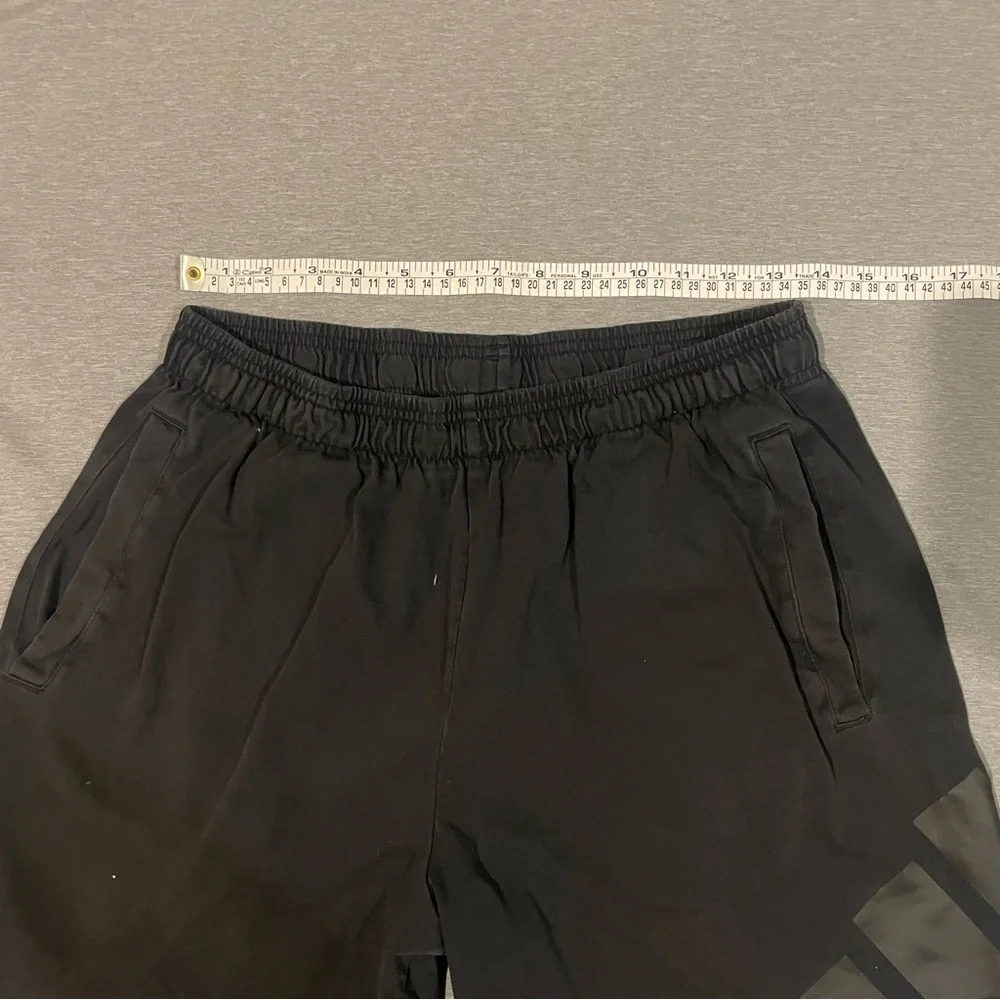 Adidas Black Cotton Blend Athletic Shorts Size Medium Elastic Waist Pockets - Picture 5 of 7